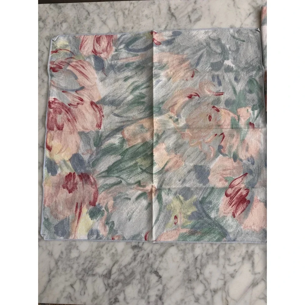 Vintage Impressionist Floral Napkins Set of 5 Watercolor Pastel Table Linens